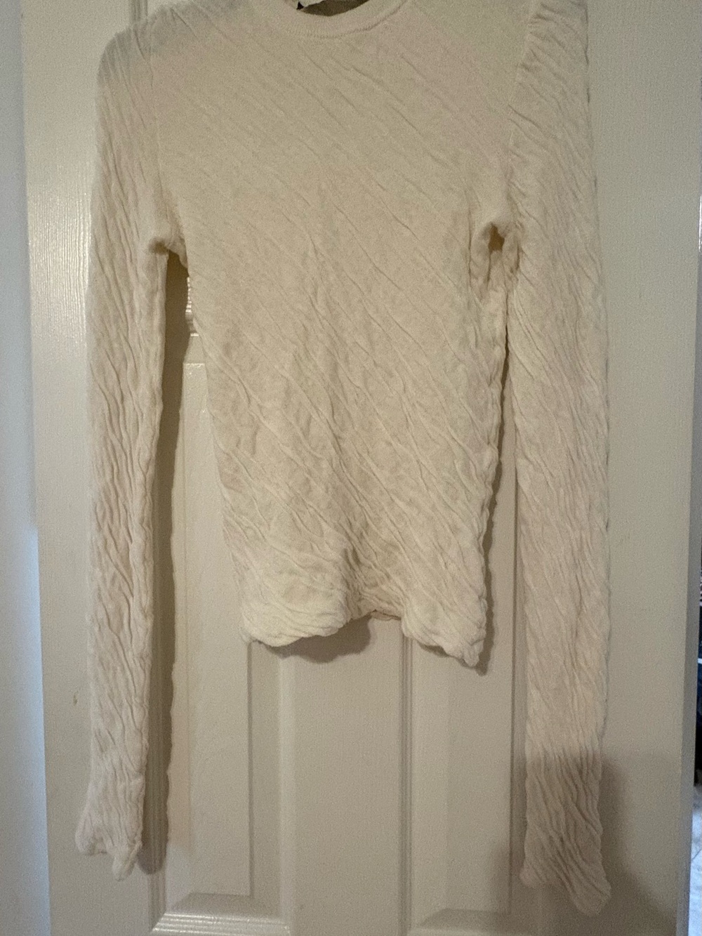 Tela Cream Textured Crewneck Sweater